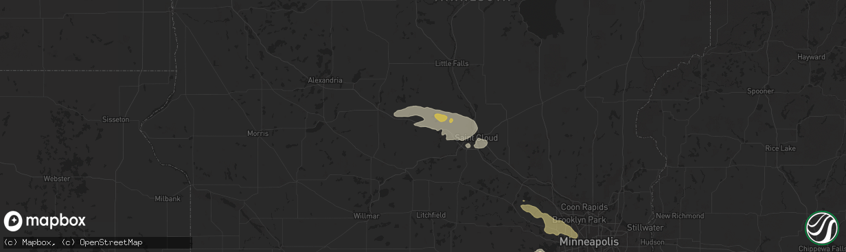 Hail map in Albany, MN on June 16, 2025