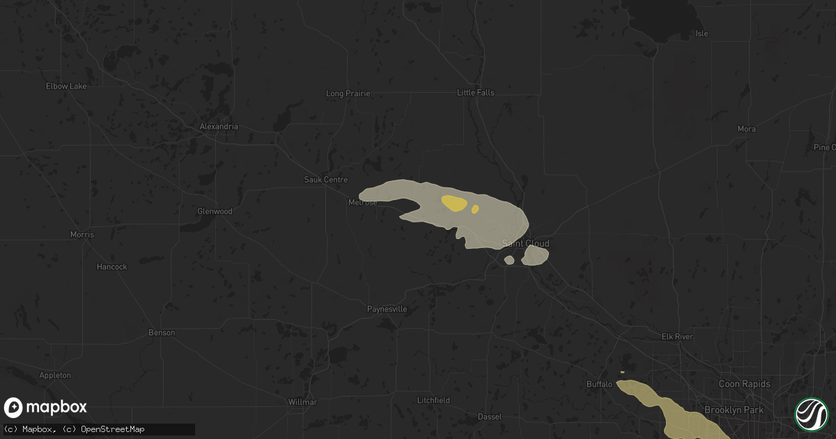 Hail map in Albany, MN on June 16, 2025