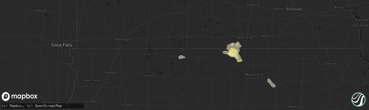 Hail map in Armstrong, IA on June 16, 2025