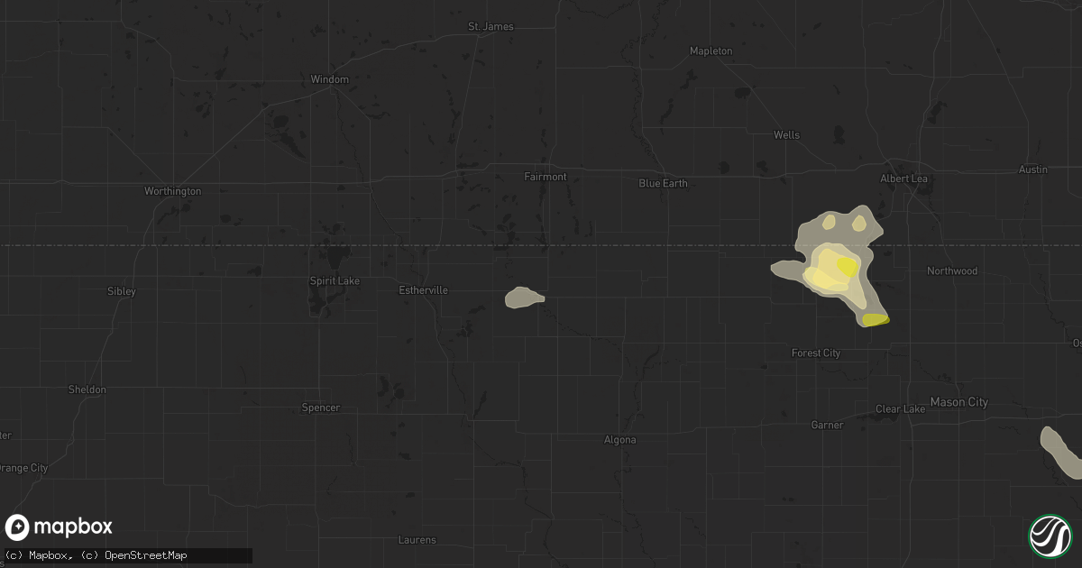 Hail map in Armstrong, IA on June 16, 2025