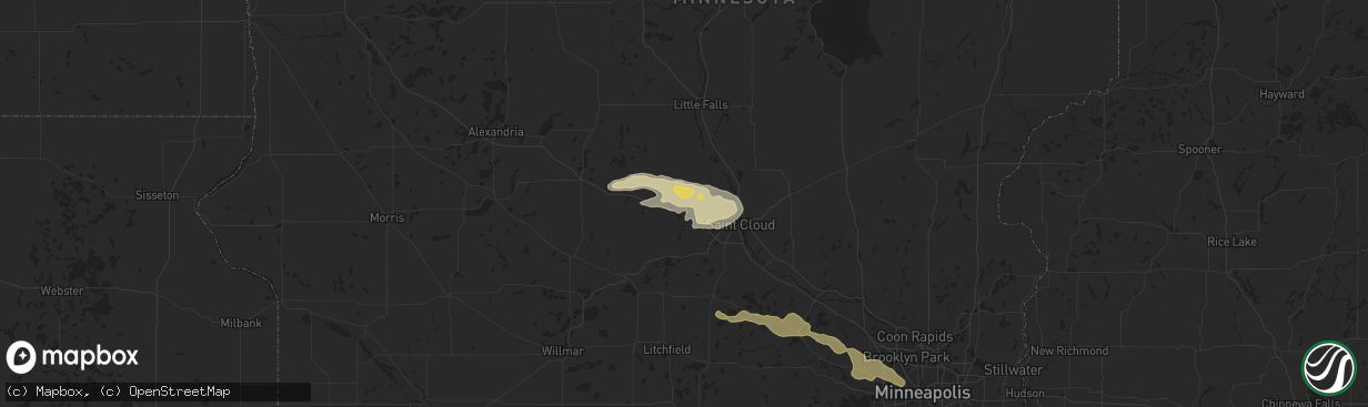 Hail map in Avon, MN on June 16, 2025