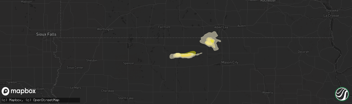 Hail map in Bancroft, IA on June 16, 2025