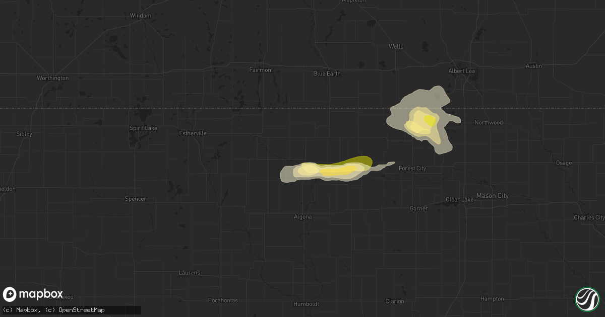 Hail map in Bancroft, IA on June 16, 2025