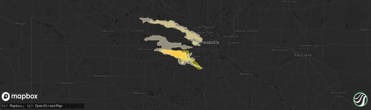 Hail map in Chaska, MN on June 16, 2025