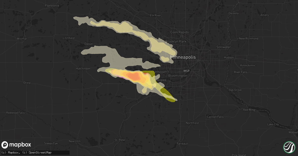 Hail map in Chaska, MN on June 16, 2025