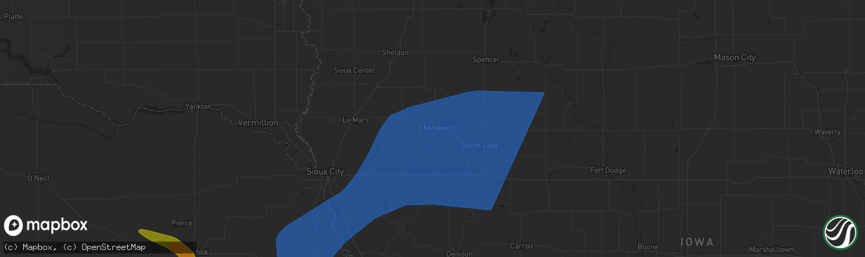 Hail map in Cherokee, IA on June 16, 2025