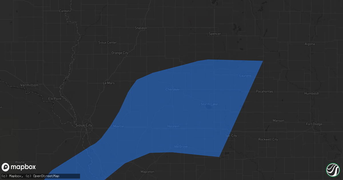 Hail map in Cherokee, IA on June 16, 2025