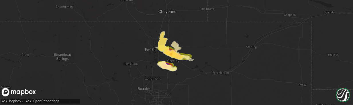 Hail map in Eaton, CO on June 16, 2025