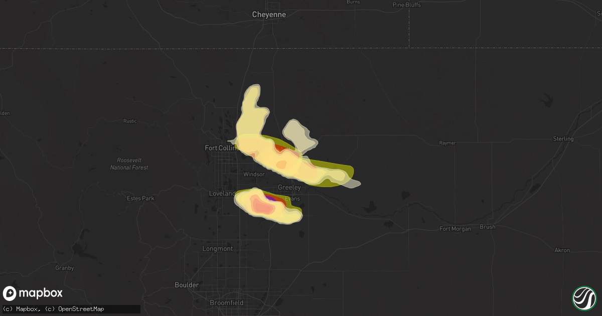 Hail map in Eaton, CO on June 16, 2025