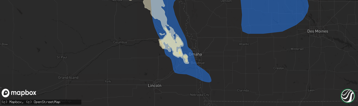Hail map in Elkhorn, NE on June 16, 2025
