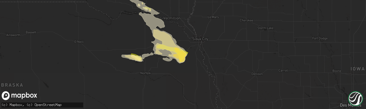 Hail map in Emerson, NE on June 16, 2025