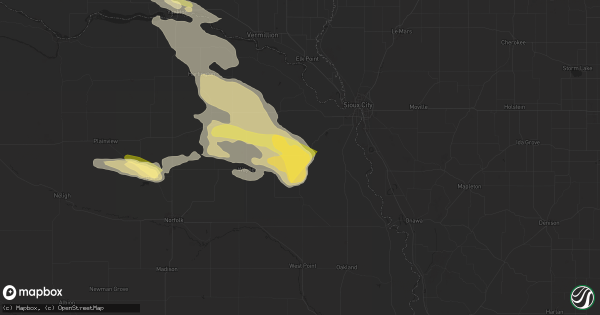 Hail map in Emerson, NE on June 16, 2025