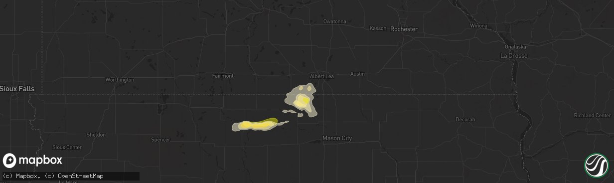 Hail map in Emmons, MN on June 16, 2025