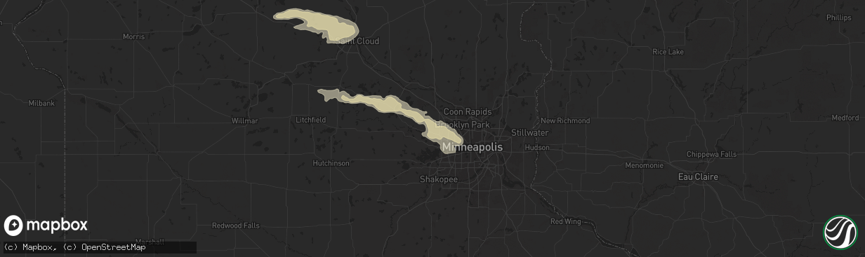 Hail map in Hamel, MN on June 16, 2025