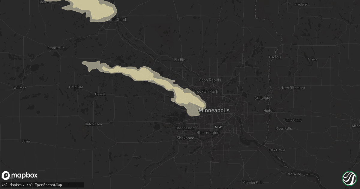 Hail map in Hamel, MN on June 16, 2025