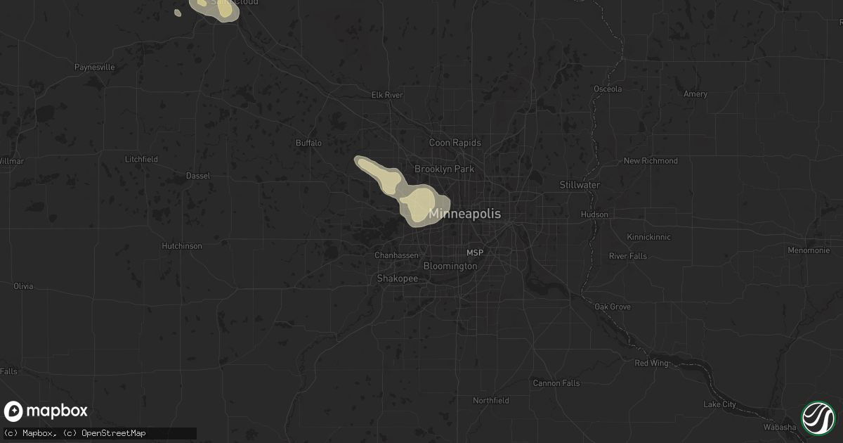 Hail map in Hopkins, MN on June 16, 2025
