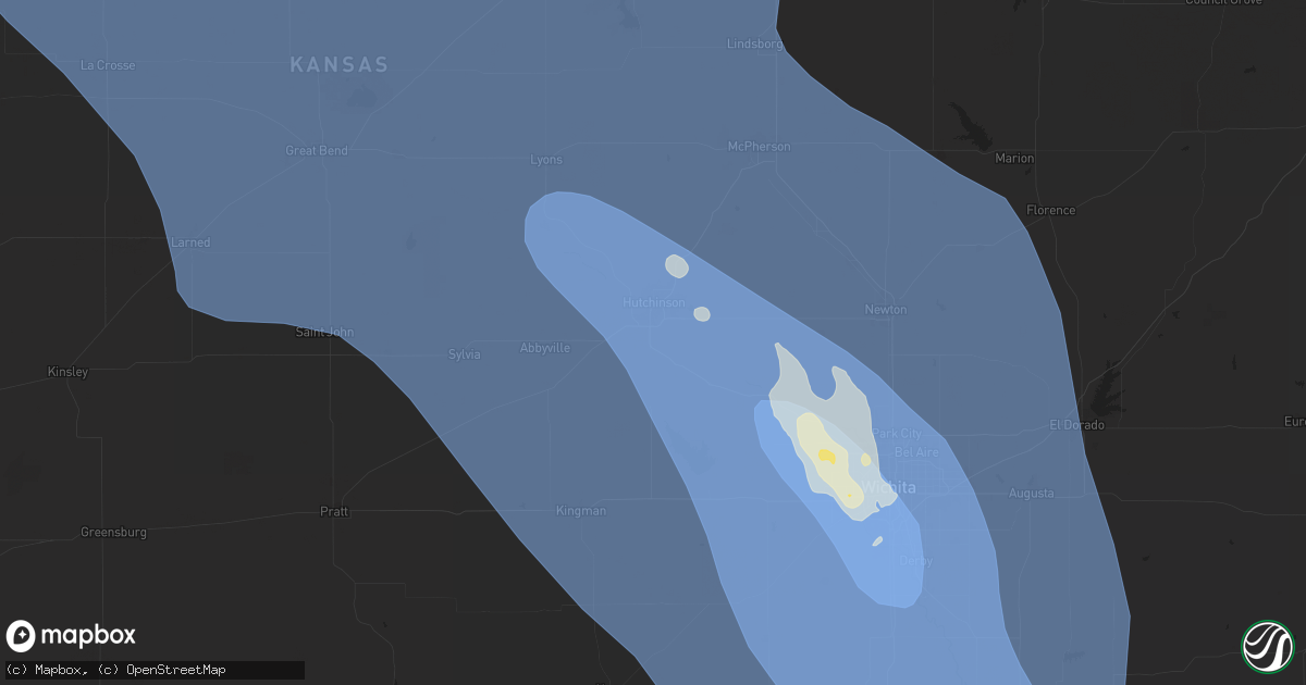 Hail map in Hutchinson, KS on June 16, 2025