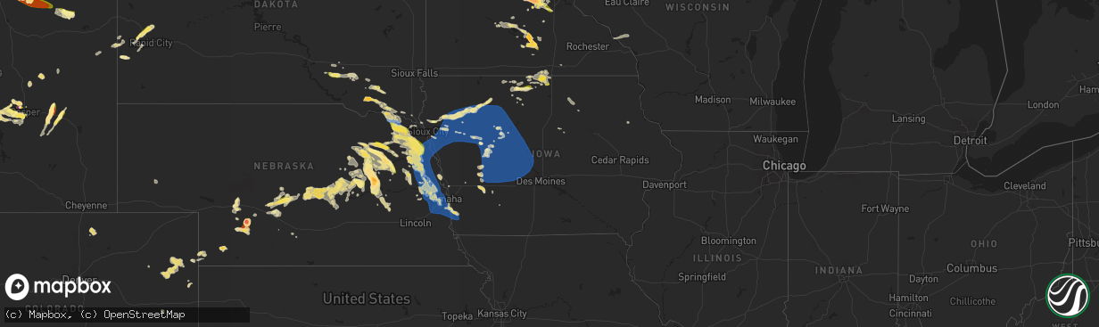 Hail map in Iowa on June 16, 2025