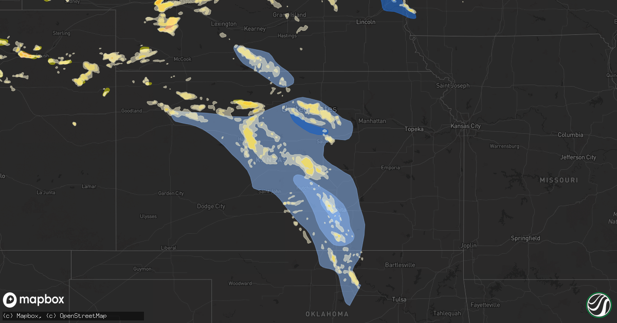 Hail map in Kansas on June 16, 2025