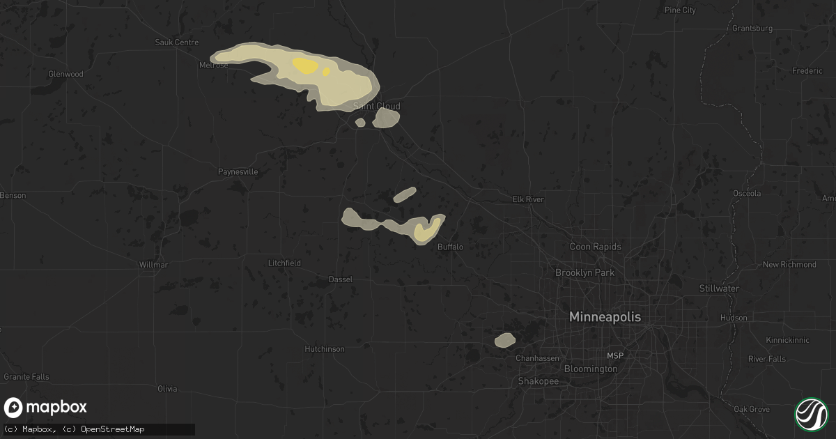 Hail map in Maple Lake, MN on June 16, 2025