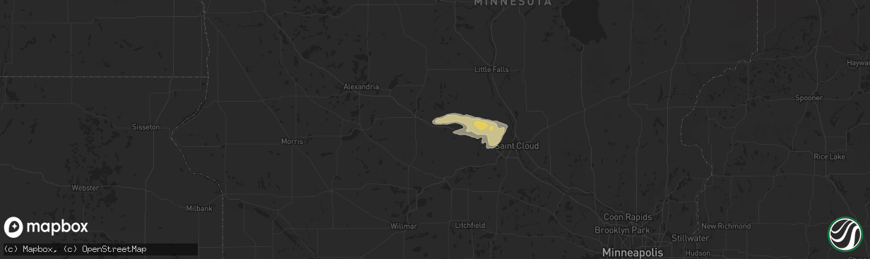 Hail map in Melrose, MN on June 16, 2025