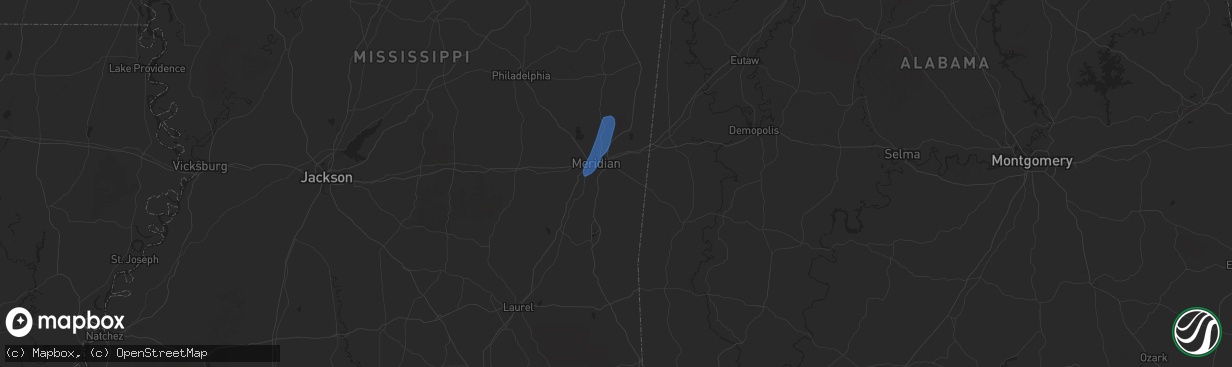 Hail map in Meridian, MS on June 16, 2025