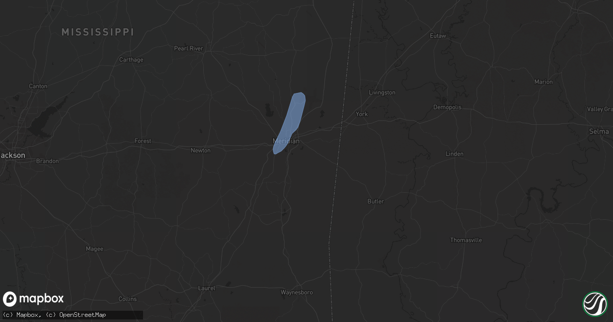 Hail map in Meridian, MS on June 16, 2025