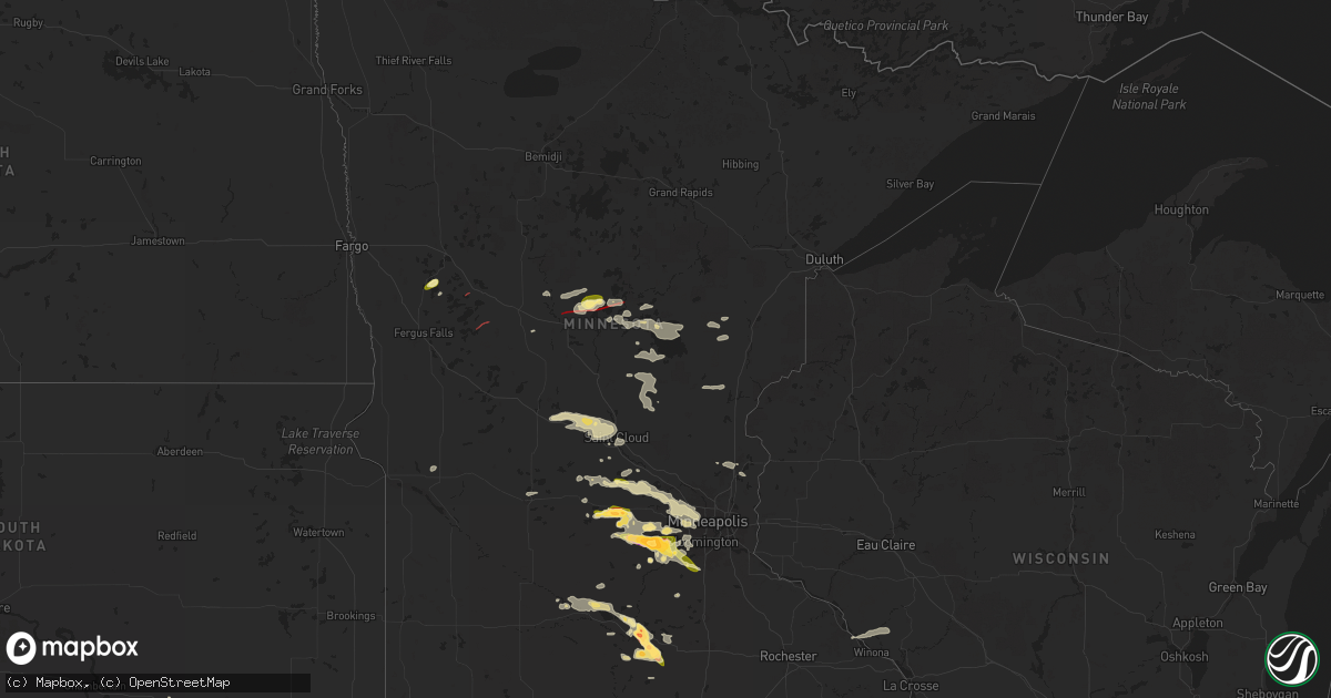 Hail map in Minnesota on June 16, 2025