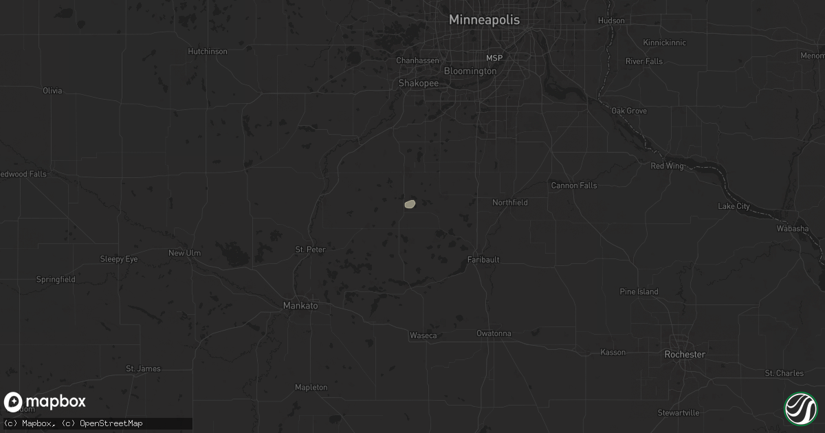 Hail map in Montgomery, MN on June 16, 2025