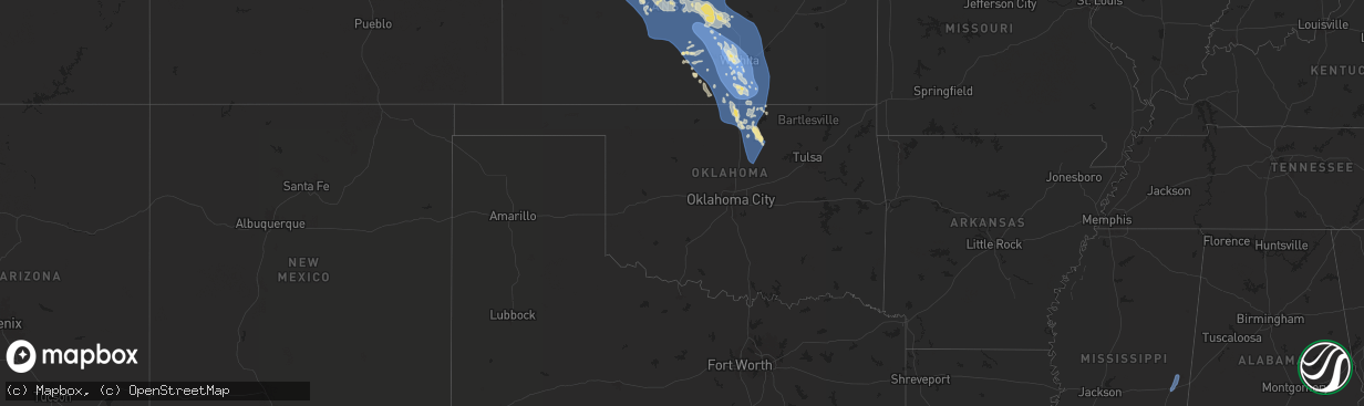 Hail map in Oklahoma on June 16, 2025