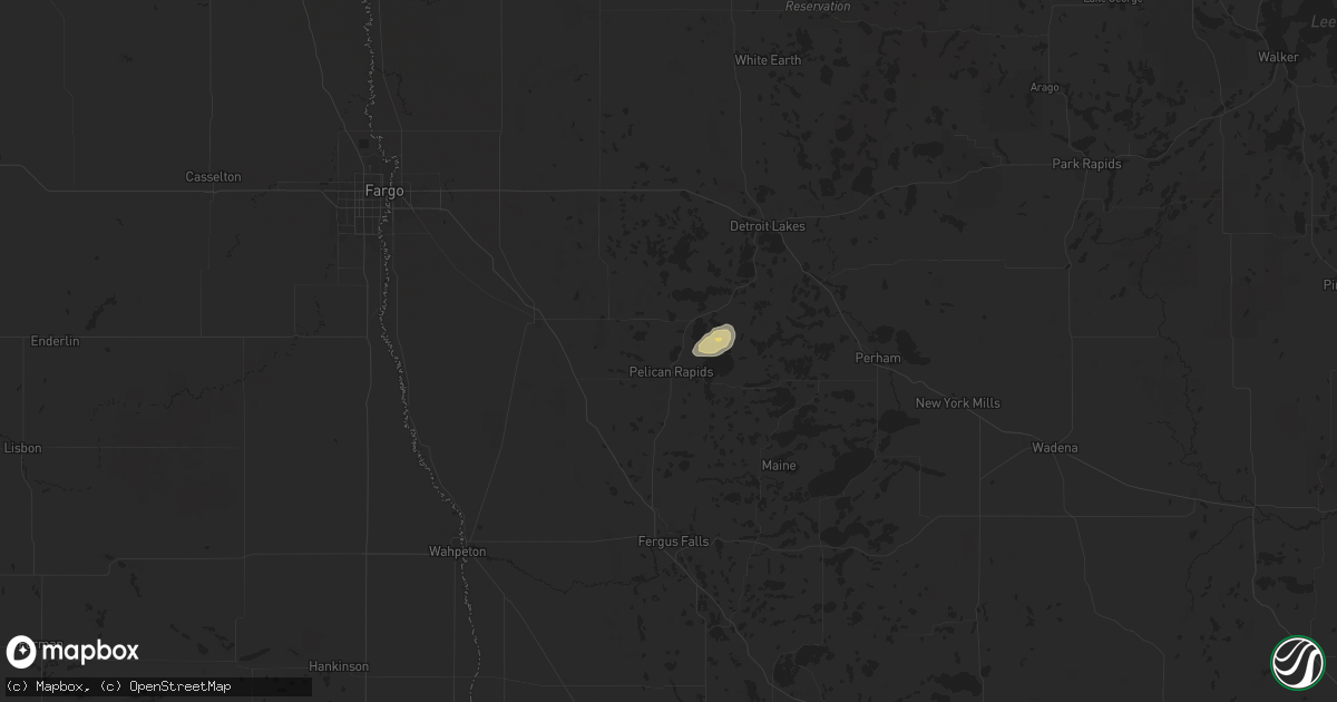 Hail map in Pelican Rapids, MN on June 16, 2025