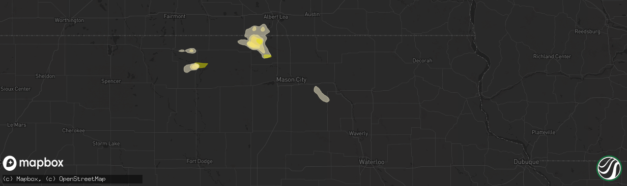 Hail map in Rockford, IA on June 16, 2025