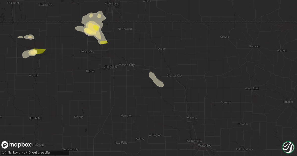 Hail map in Rockford, IA on June 16, 2025