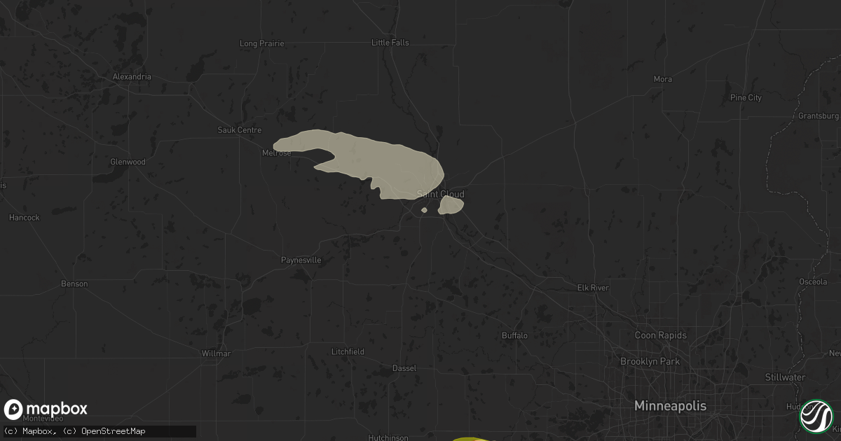Hail map in Saint Cloud, MN on June 16, 2025