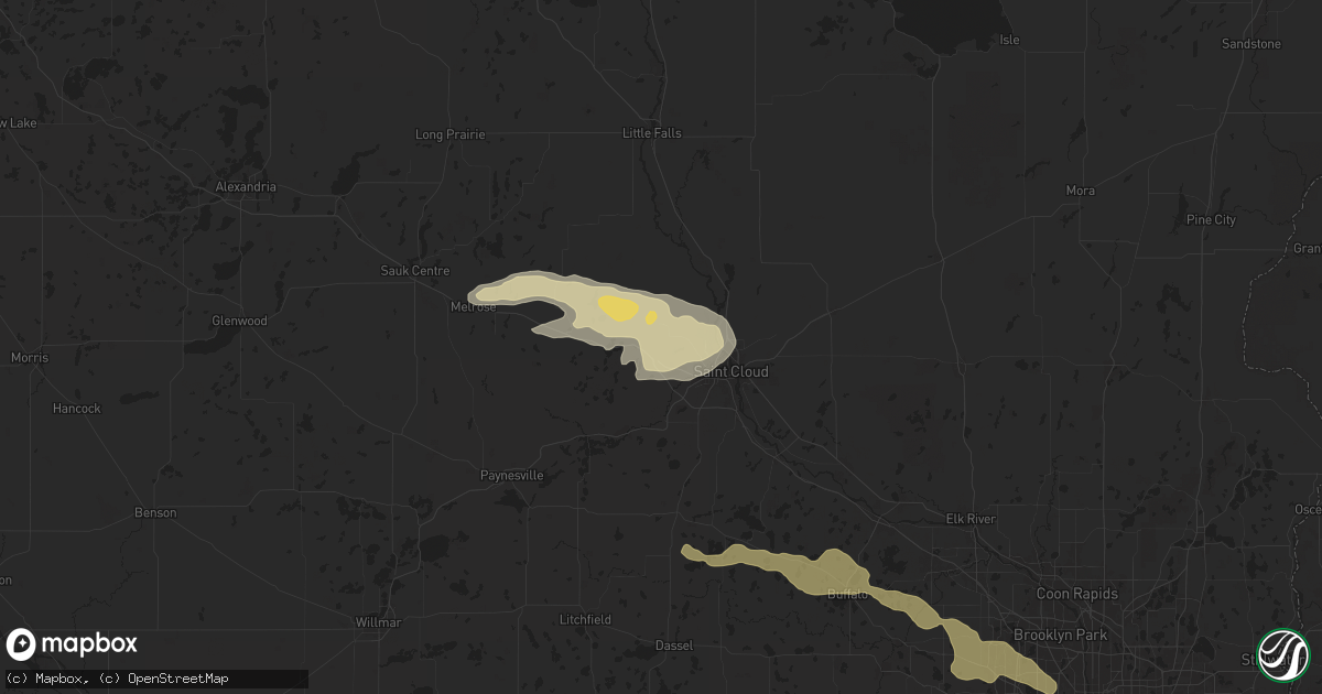 Hail map in Saint Joseph, MN on June 16, 2025