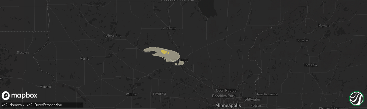 Hail map in Sauk Rapids, MN on June 16, 2025