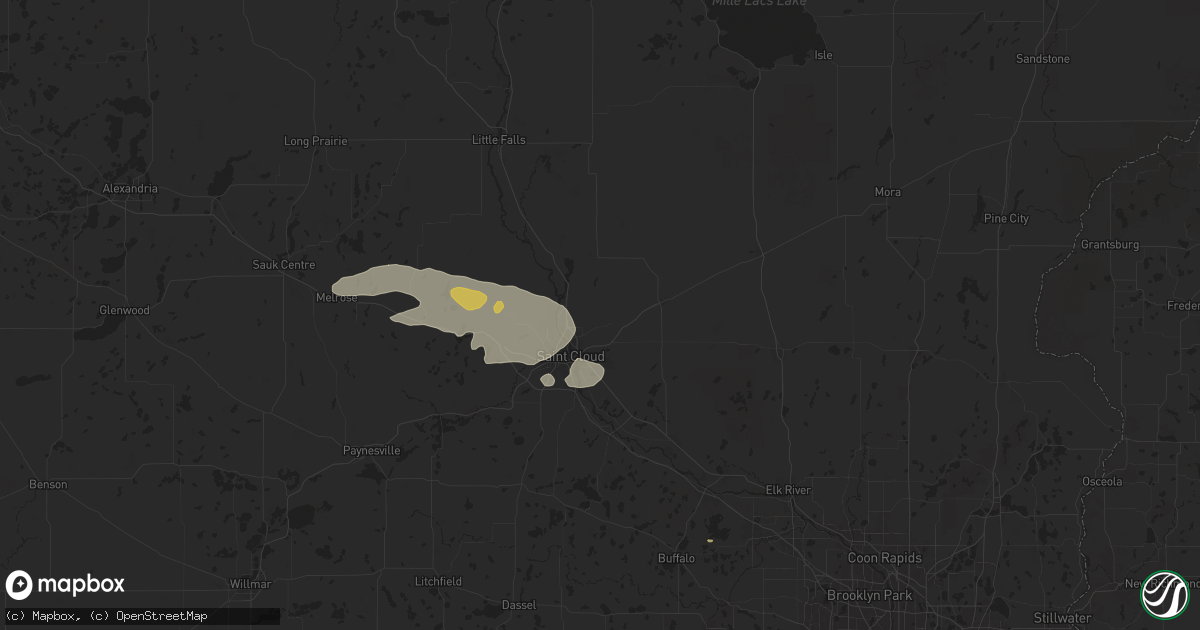 Hail map in Sauk Rapids, MN on June 16, 2025