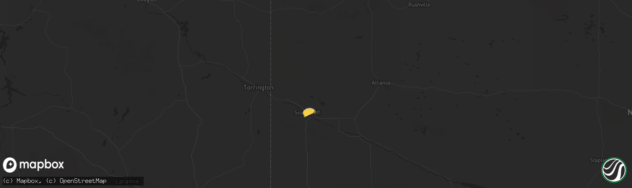 Hail map in Scottsbluff, NE on June 16, 2025