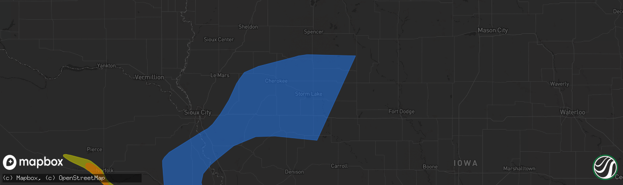 Hail map in Storm Lake, IA on June 16, 2025