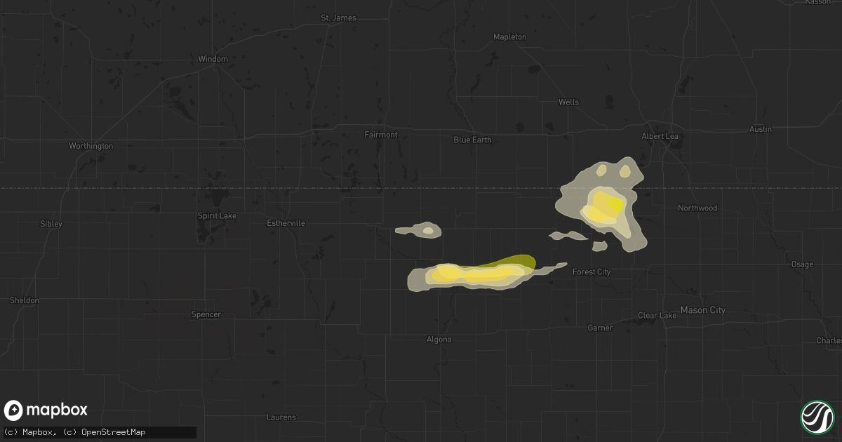 Hail map in Swea City, IA on June 16, 2025