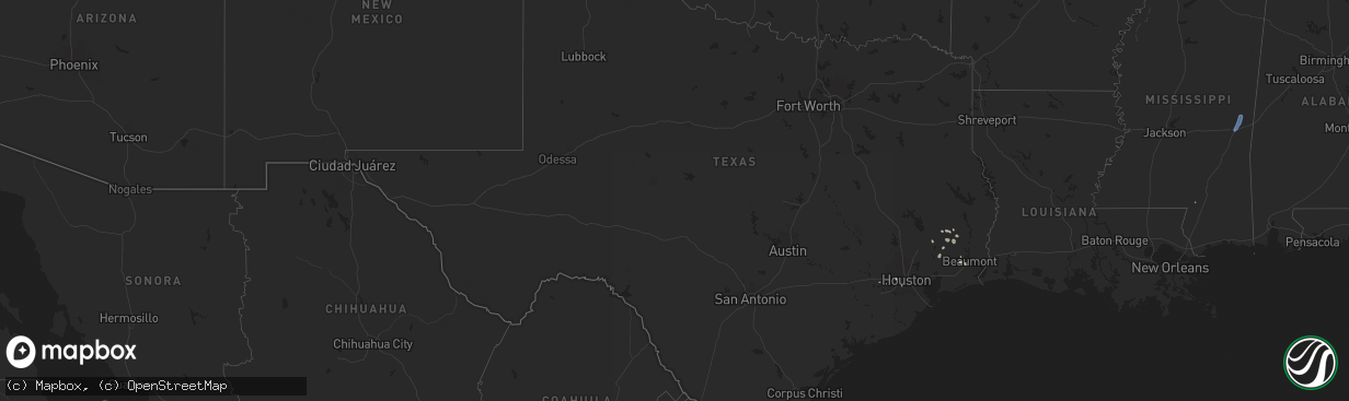 Hail map in Texas on June 16, 2025
