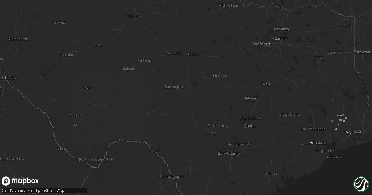Hail map in Texas on June 16, 2025