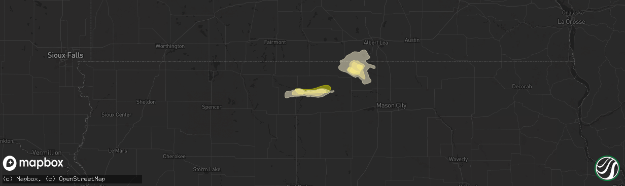 Hail map in Titonka, IA on June 16, 2025
