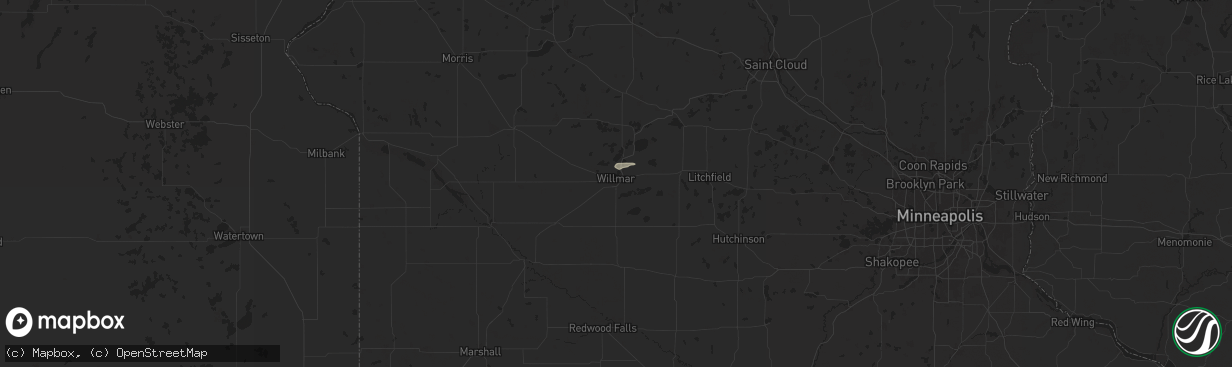 Hail map in Willmar, MN on June 16, 2025
