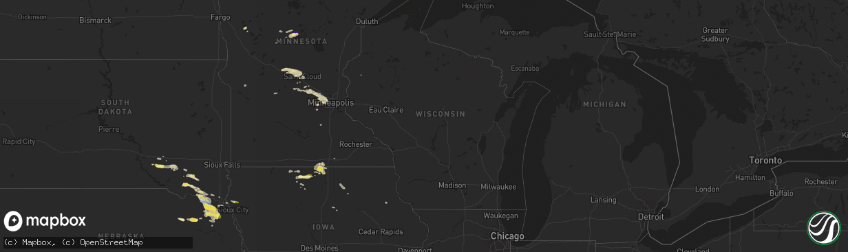 Hail map in Wisconsin on June 16, 2025