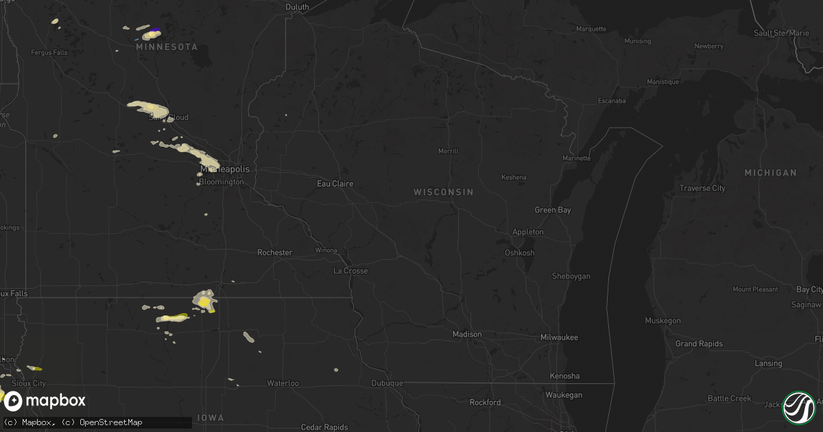 Hail map in Wisconsin on June 16, 2025