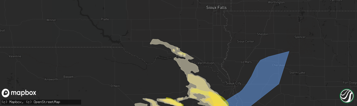 Hail map in Yankton, SD on June 16, 2025