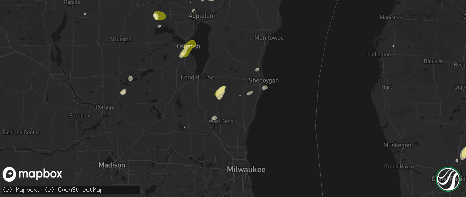 Hail map in Adell, WI on June 16, 2026