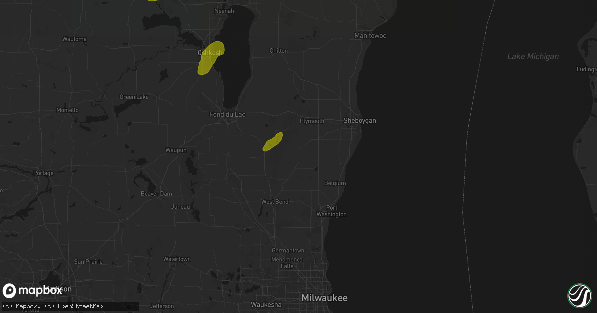 Hail map in Adell, WI on June 16, 2026