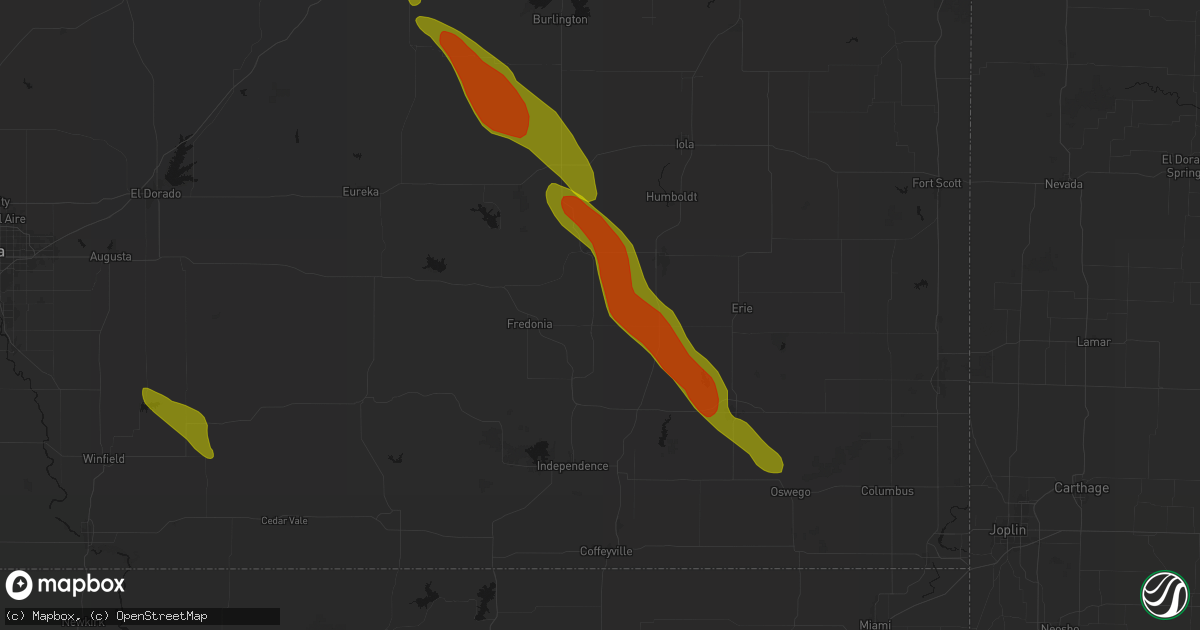 Hail map in Altoona, KS on June 16, 2026